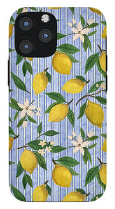Lemons, Flowers and Stripes Pattern - Phone Case