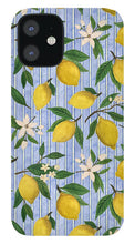 Load image into Gallery viewer, Lemons, Flowers and Stripes Pattern - Phone Case