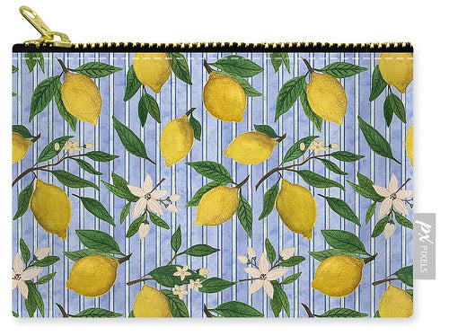 Lemons, Flowers and Stripes Pattern - Zip Pouch