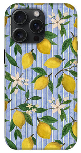 Lemons, Flowers and Stripes Pattern - Phone Case