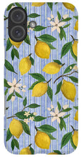 Load image into Gallery viewer, Lemons, Flowers and Stripes Pattern - Phone Case