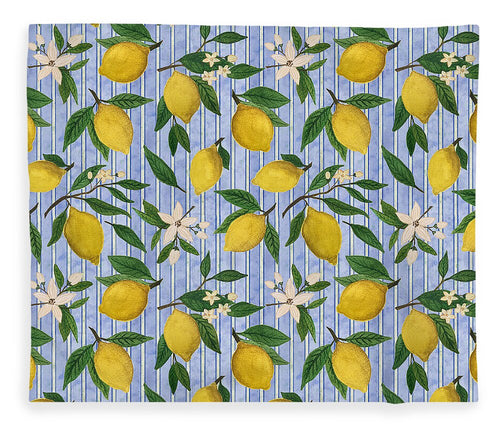 Lemons, Flowers and Stripes Pattern - Blanket