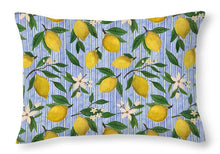 Load image into Gallery viewer, Lemons, Flowers and Stripes Pattern - Throw Pillow