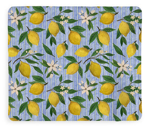 Lemons, Flowers and Stripes Pattern - Blanket