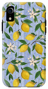 Lemons, Flowers and Stripes Pattern - Phone Case