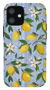 Lemons, Flowers and Stripes Pattern - Phone Case
