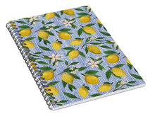 Load image into Gallery viewer, Lemons, Flowers and Stripes Pattern - Spiral Notebook