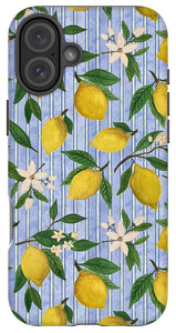 Lemons, Flowers and Stripes Pattern - Phone Case