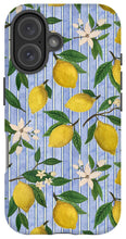 Load image into Gallery viewer, Lemons, Flowers and Stripes Pattern - Phone Case