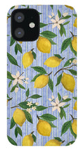 Load image into Gallery viewer, Lemons, Flowers and Stripes Pattern - Phone Case