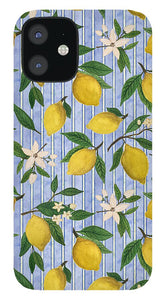 Lemons, Flowers and Stripes Pattern - Phone Case