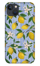 Load image into Gallery viewer, Lemons, Flowers and Stripes Pattern - Phone Case