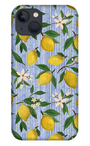 Lemons, Flowers and Stripes Pattern - Phone Case