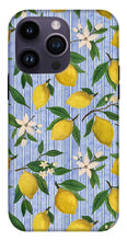 Load image into Gallery viewer, Lemons, Flowers and Stripes Pattern - Phone Case