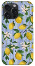 Load image into Gallery viewer, Lemons, Flowers and Stripes Pattern - Phone Case