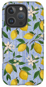 Lemons, Flowers and Stripes Pattern - Phone Case