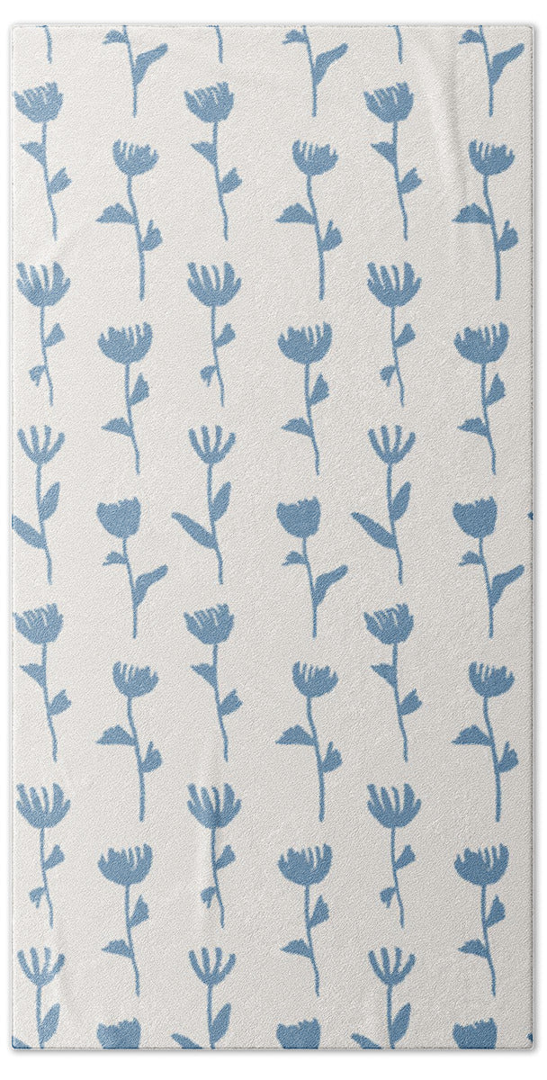 Light Blue Flower Pattern - Beach Towel
