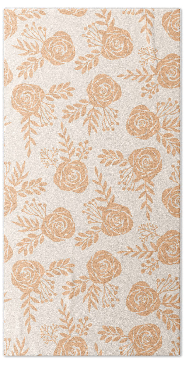 Light Orange Floral Pattern - Beach Towel