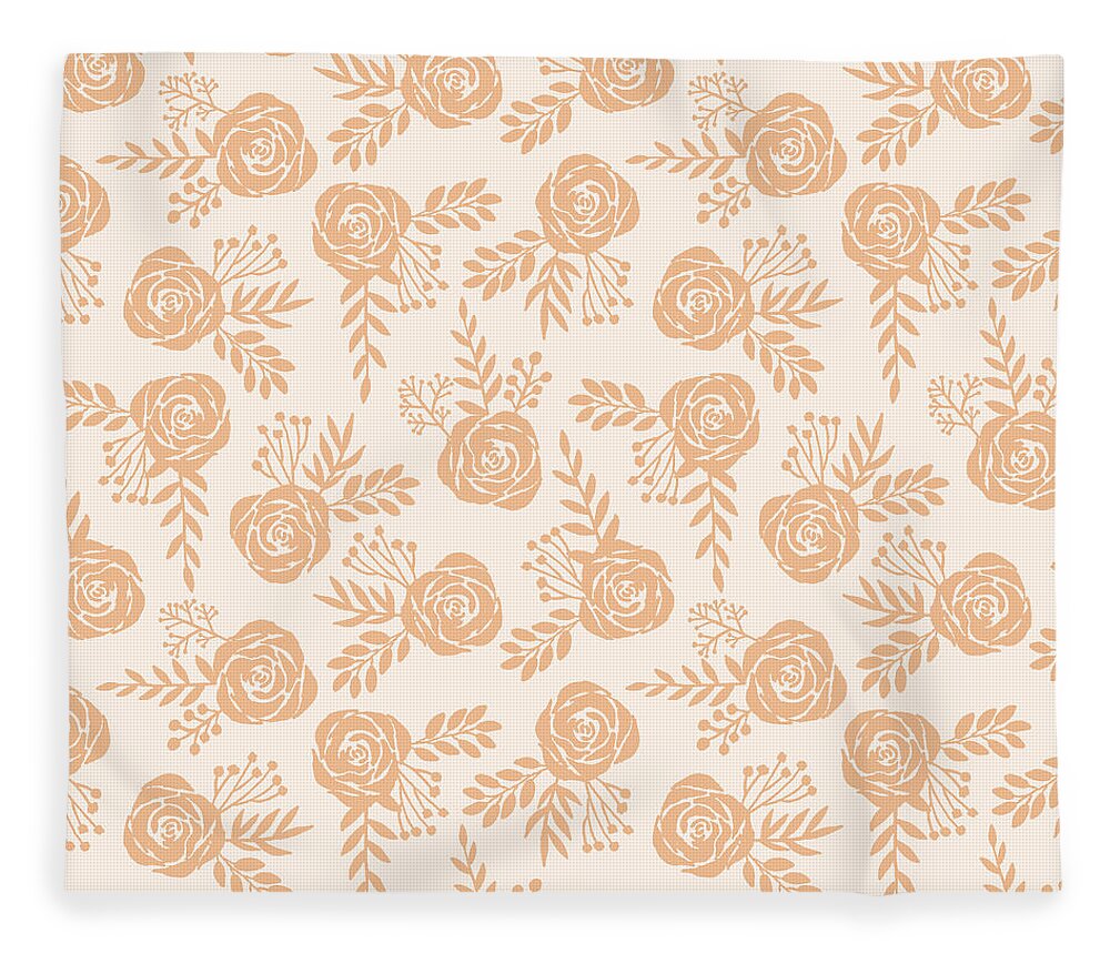 Light Orange Floral Pattern - Blanket
