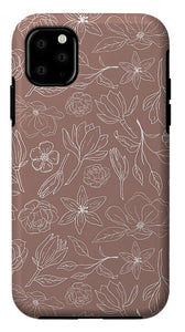 Mauve Magnolia Pattern - Phone Case