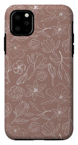 Mauve Magnolia Pattern - Phone Case