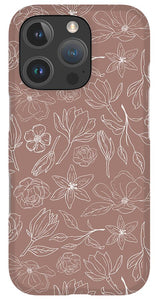 Mauve Magnolia Pattern - Phone Case