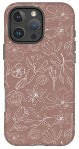 Mauve Magnolia Pattern - Phone Case