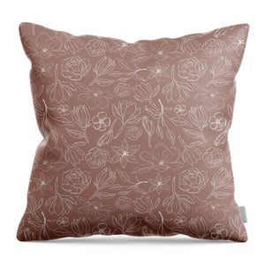 Mauve Magnolia Pattern - Throw Pillow