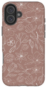 Mauve Magnolia Pattern - Phone Case