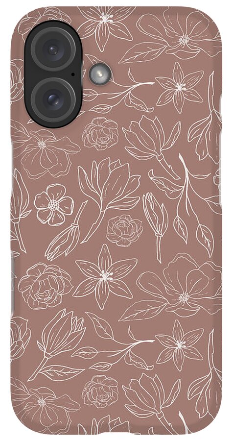 Mauve Magnolia Pattern - Phone Case