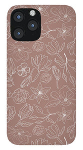 Mauve Magnolia Pattern - Phone Case