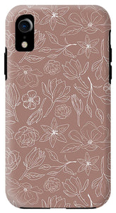 Mauve Magnolia Pattern - Phone Case