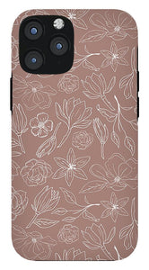 Mauve Magnolia Pattern - Phone Case