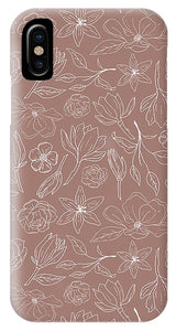 Mauve Magnolia Pattern - Phone Case