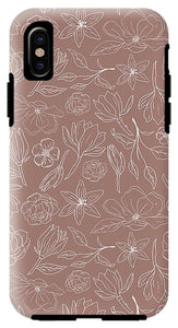 Mauve Magnolia Pattern - Phone Case