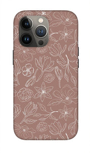 Mauve Magnolia Pattern - Phone Case