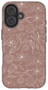 Mauve Magnolia Pattern - Phone Case