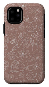 Mauve Magnolia Pattern - Phone Case