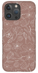 Mauve Magnolia Pattern - Phone Case
