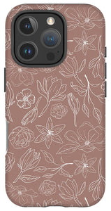 Mauve Magnolia Pattern - Phone Case