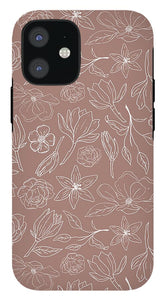 Mauve Magnolia Pattern - Phone Case