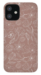 Mauve Magnolia Pattern - Phone Case