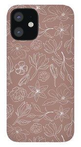 Mauve Magnolia Pattern - Phone Case