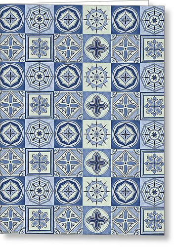 Mediterranean Blue Tile Pattern - Greeting Card