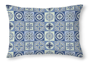 Mediterranean Blue Tile Pattern - Throw Pillow