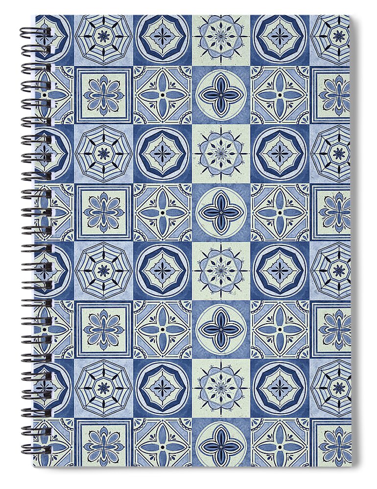 Mediterranean Blue Tile Pattern - Spiral Notebook