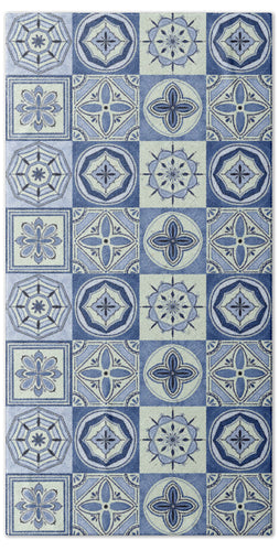 Mediterranean Blue Tile Pattern - Beach Towel
