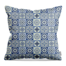 Load image into Gallery viewer, Mediterranean Blue Tile Pattern - Throw Pillow