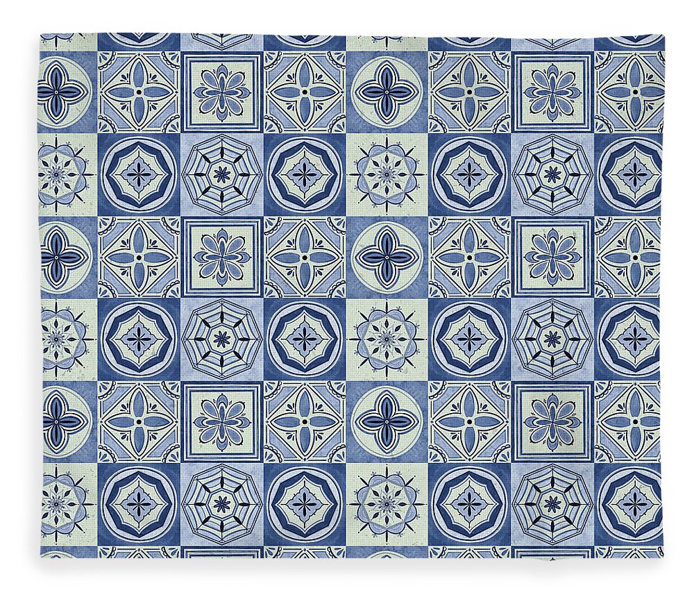 Mediterranean Blue Tile Pattern - Blanket
