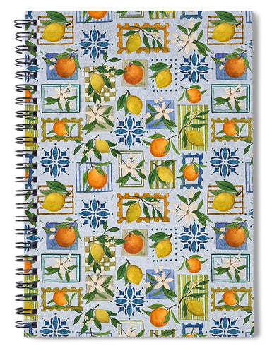 Mediterranean Stamps Pattern - Spiral Notebook